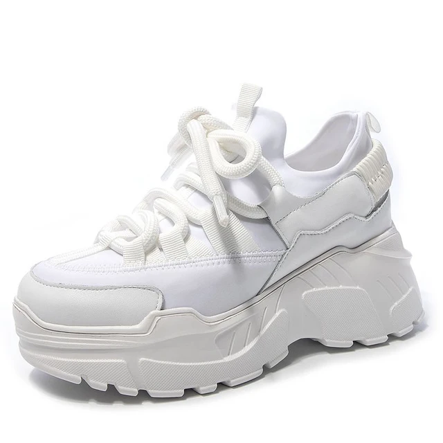 trendy chunky white sneakers