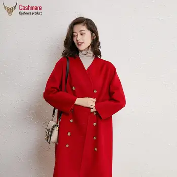 

female coat autumn wool coat female long loose coat female red coat female 2020 new winter double-sided wool coat fashion coat