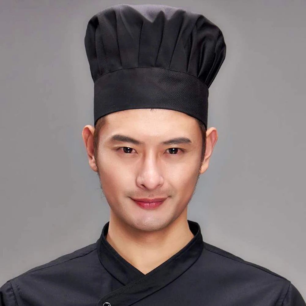 Cooking Adjustable Chef Hat Men Kitchen Baker Elastic Hat Catering Cooking Cap Striped Plain Hats Working Cap 1pc  cooker hat