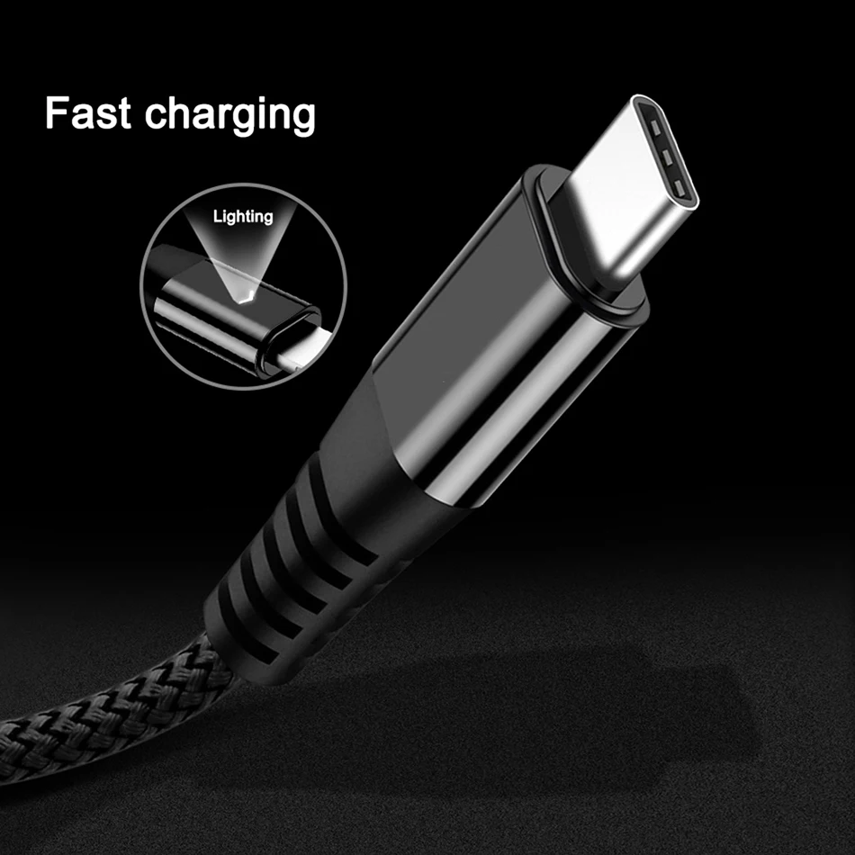 Кабель usb type-C для быстрой зарядки, кабель USB C для телефона, 0,3 м, 1,2 м, 1,8 м, шнур для быстрой зарядки и передачи данных для samsung power Bank, Мобильные кабели
