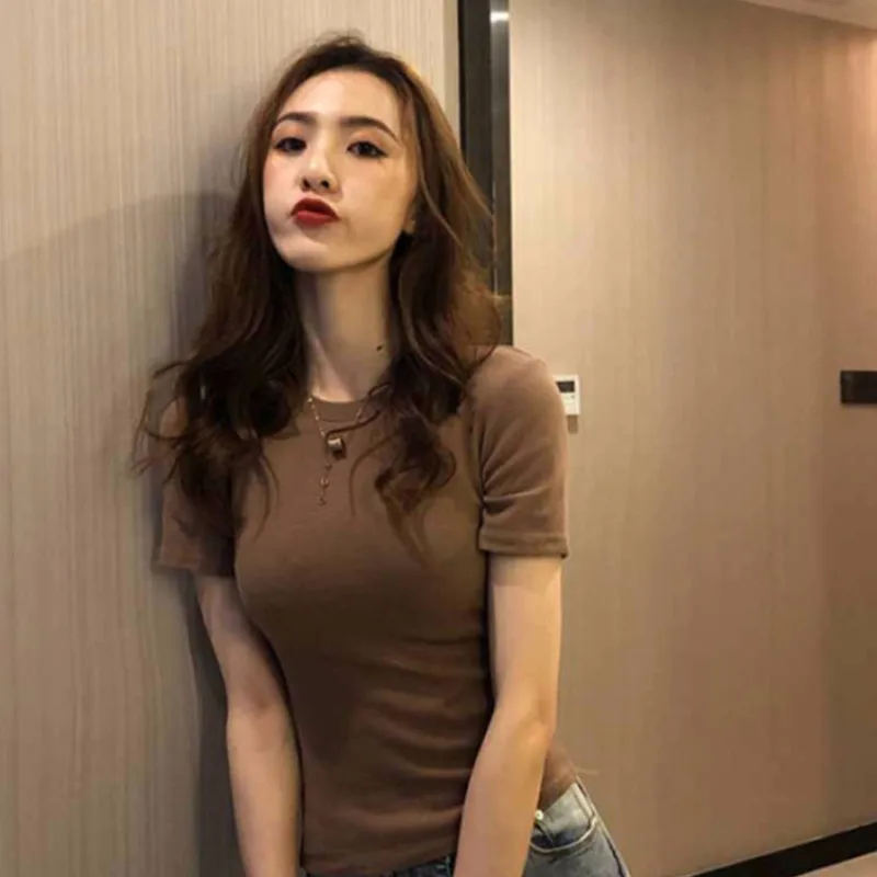 Футболка camiseta mujer Harajuku футболка женская Новая Летняя модная однотонная