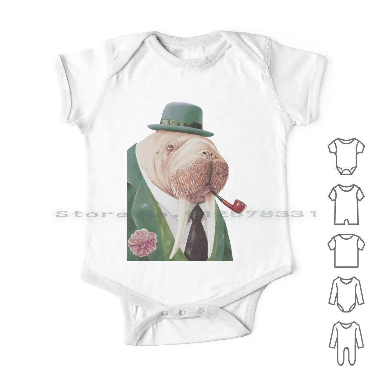 

Walrus Green Newborn Baby Clothes Rompers Cotton Jumpsuits Walrus Dapper Animal Animals In Animal Painting Green Art Infant