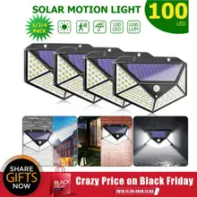 100/114LED 4-стороннее Солнечный PowerLight 3 режима 120 градусов угол движения Сенсор стенная солнечна лампа на открытом воздухе Водонепроницаемый шланг для полива огорода, двора, лампы