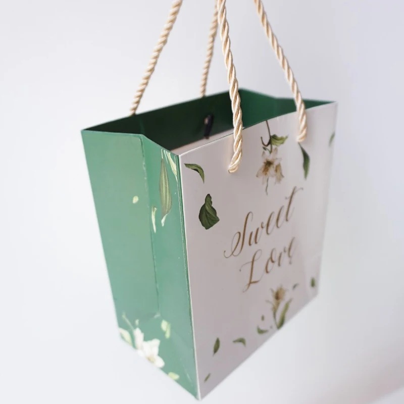 10pcs Fresh Printed Box Hold Chocolate Candy Packaging Gift Box for Wedding Favor Sugar Gift Holding Packing Boxes with Ribbon