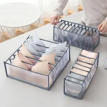 

Grids Foldable Storage Underwear Storage Box Drawer Divider Portable Bra Socks Glove Scarves