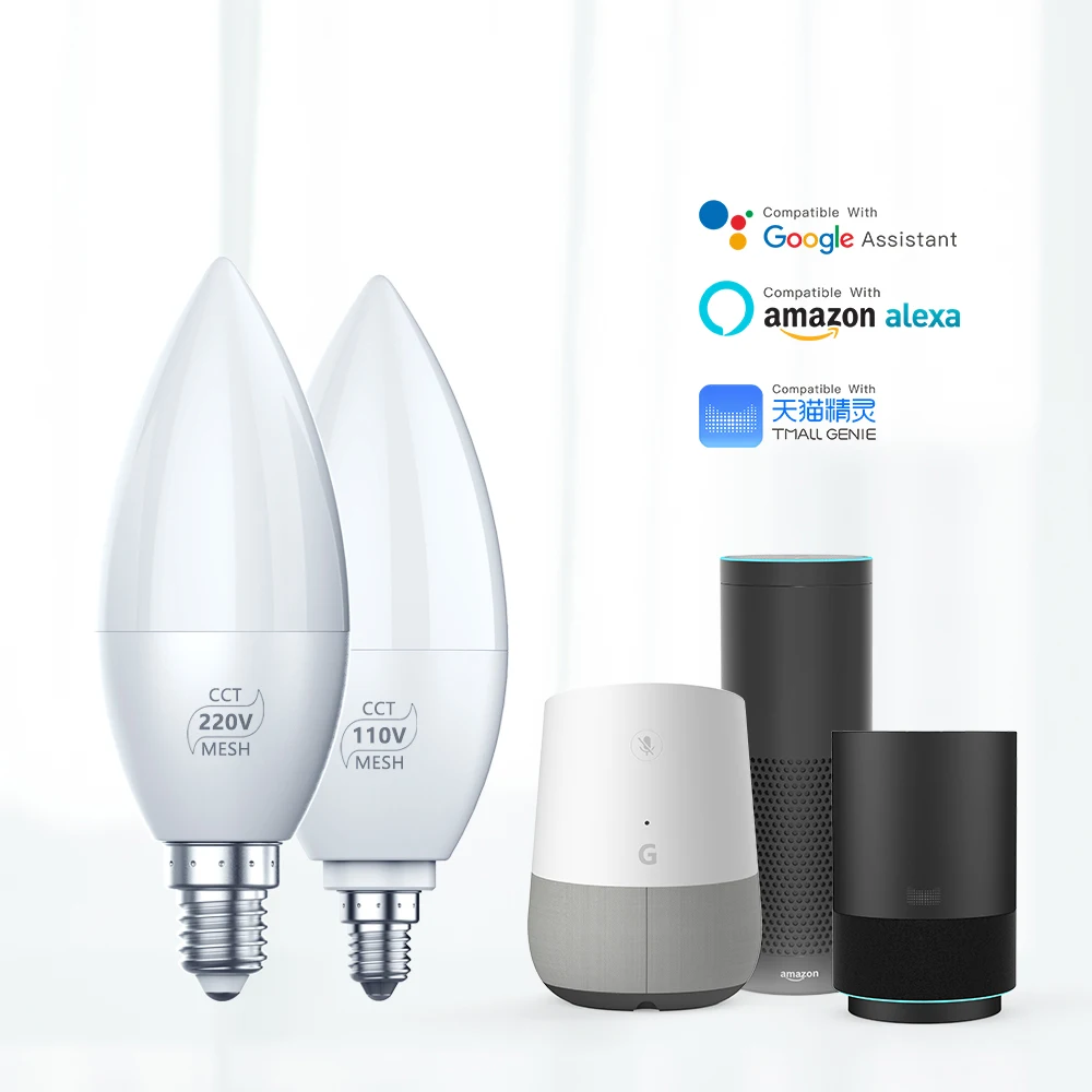 Беспроводная Bluetooth 4,2 умная домашнее ламповое освещение лампа E12/110 V E14/220 V волшебный светодиодный 4W теплый и холодный свет с регулируемой яркостью