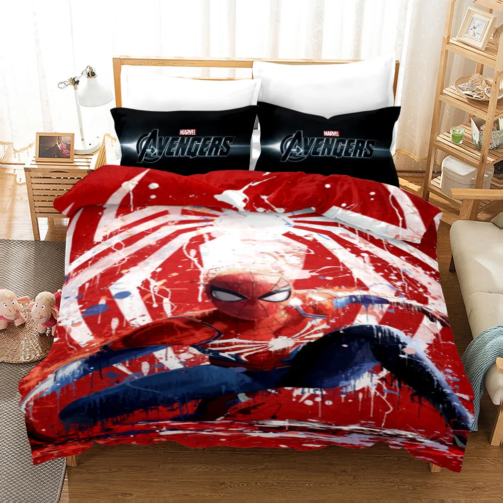 Marvel Red Spiderman Cartoon Movie Pattern 3D Bedding Set 3pcs Printed Duvet Cover Twin Full Queen King Size Dropshipping | Дом и сад