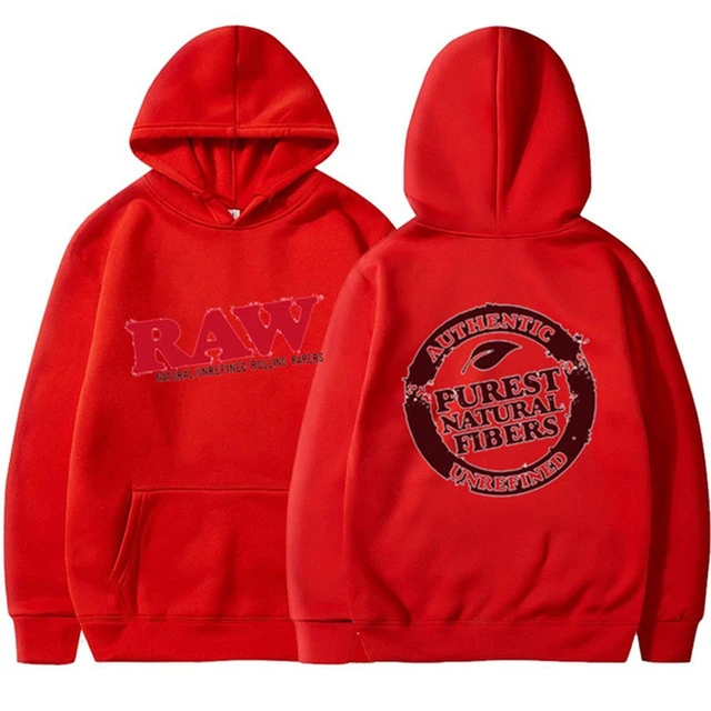 RAW Fashion Hoodie Men's Sweatshirt Polar Fleece Hooded Harajuku Hip Hop Casual Men's Ladies Hoodie High Quality Pullover Hoodie red