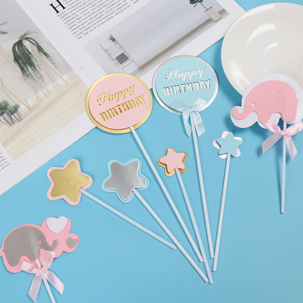 4 PCS С Днем Рождения Торт Топпер для детей вечеринки в честь рождения мальчика