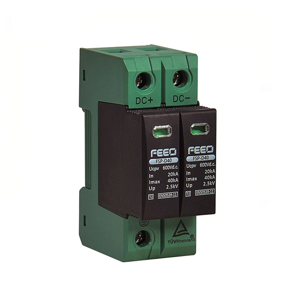 

SPD DC 600V 20KA~40KA 2P House Surge Protector Protective Low-voltage Arrrester House din rail 2 Poles DC Surge TUV Certificate