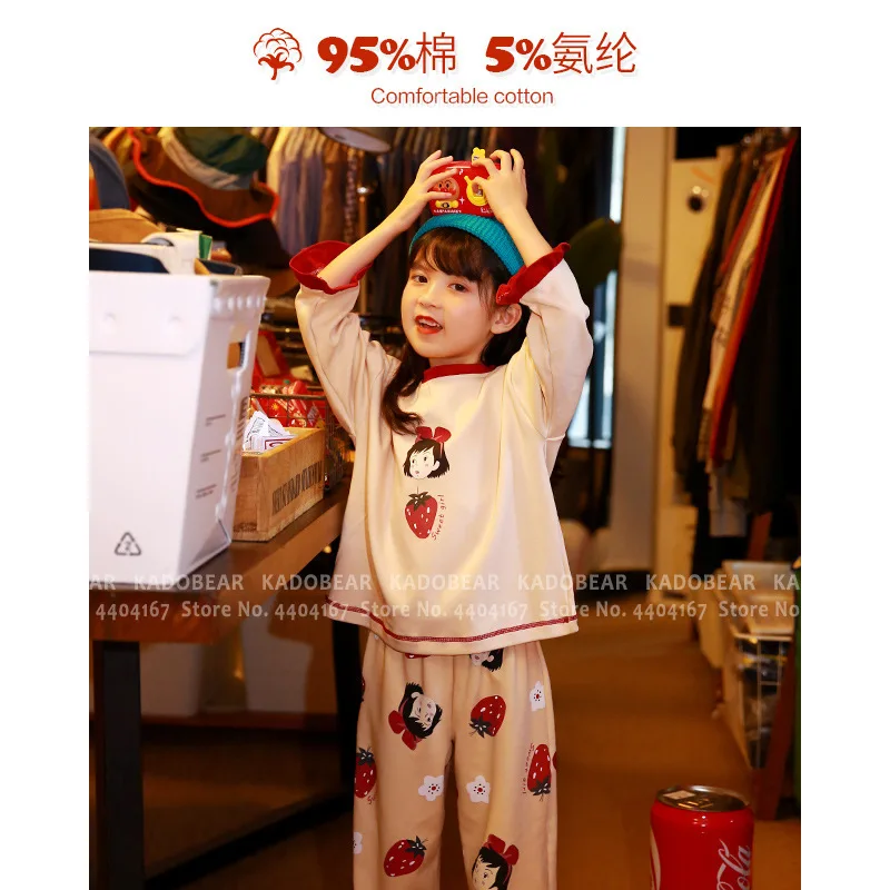 Toddler Girl Cartoon Pajamas Christmas Kids Cotton Sleepwear Bathing Suit Children Pyjamas Sets T-shirt Pants Bedroom Nightwear