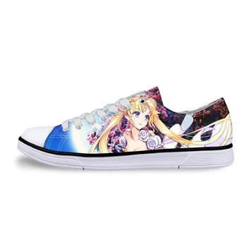 

Customized Sailor Moon print Women Classic Casual Shoes Female Lace-up Vulcanized Low-Top Canvas Shoe Ladies Flats for Girl