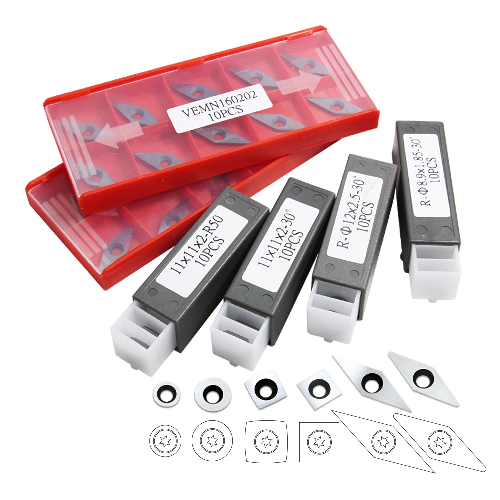 10PCS Woodturning Carbide Inserts Milling Cutter Replacement Shape