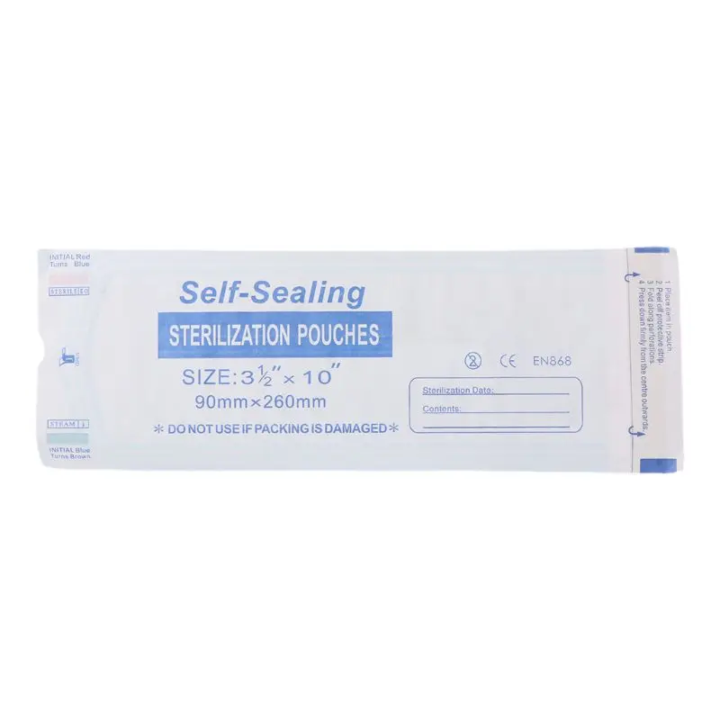 

200Pcs 9x26CM Disposable Dental Instrument Self Sealing Sterilization Pouches Medical Grade Paper Tattoo Lab Tools Storage Bag