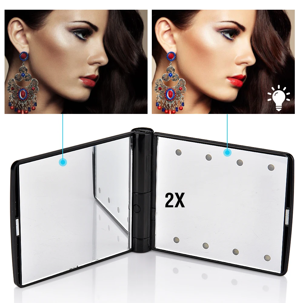 Светодиодный зеркало для макияжа с 8 светодиодный s косметическое зеркало с сенсорным переключателем диммер подставка на батарейках для настольной ванной и путешествий