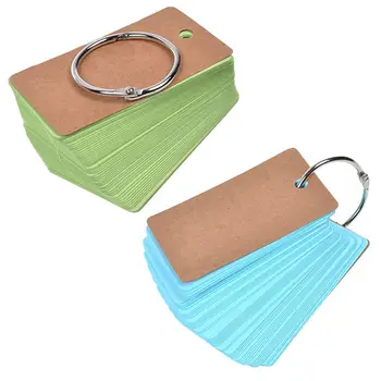 

Binder Ring Easy Flip Flash Cards Study Cards, 100 Unruled Blank Pages (Blue+Green)
