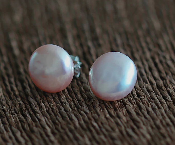 

12-13MM Baroque Natural Freshwater Pearl Stud Earrings Color Pearl Earrings