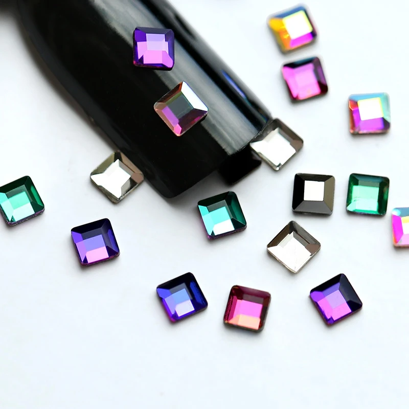 20 шт./упак. квадратные Красочные 3 мм 3D дизайн стеклянные украшения для ногтей Стразы для DIY маникюрные украшения для профессионалов