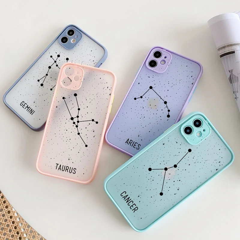 Чехлы двенадцать созвездий для телефонов iPhone X XR XS Max 11 12 13 Pro Mini чехол 8 7 Plus SE 2020