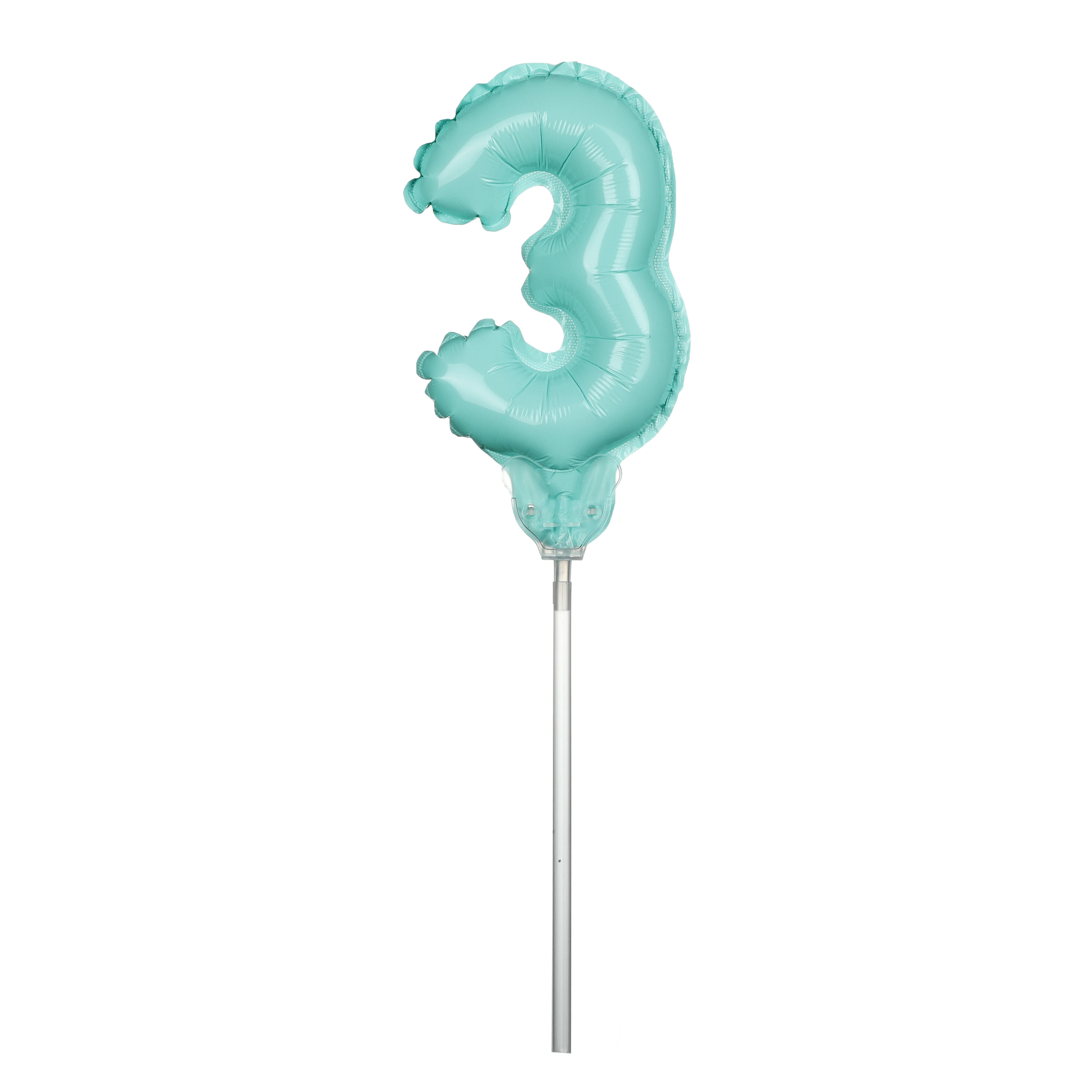 1 pz autogonfiabile Mini blu rosa Foil numero Ballon Cake Toppers con bastone di plastica matrimonio festa di compleanno decorazioni per torte