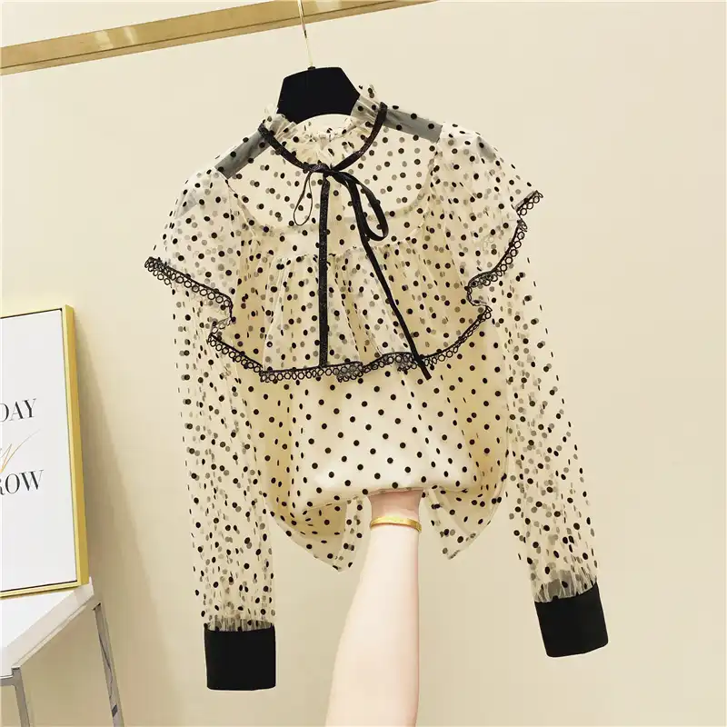 polka dot ruffle top