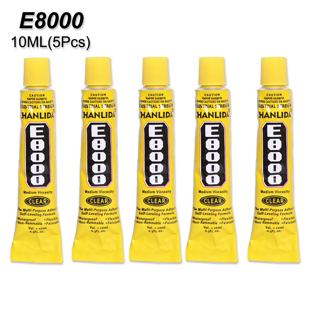

5Pcs Waterproof 10ml E8000 Glue Touch Screen Adhesive Super Strong Liquid Fabric DIY Jewelry Craft Paper LCD b7000 Bead Ceramics