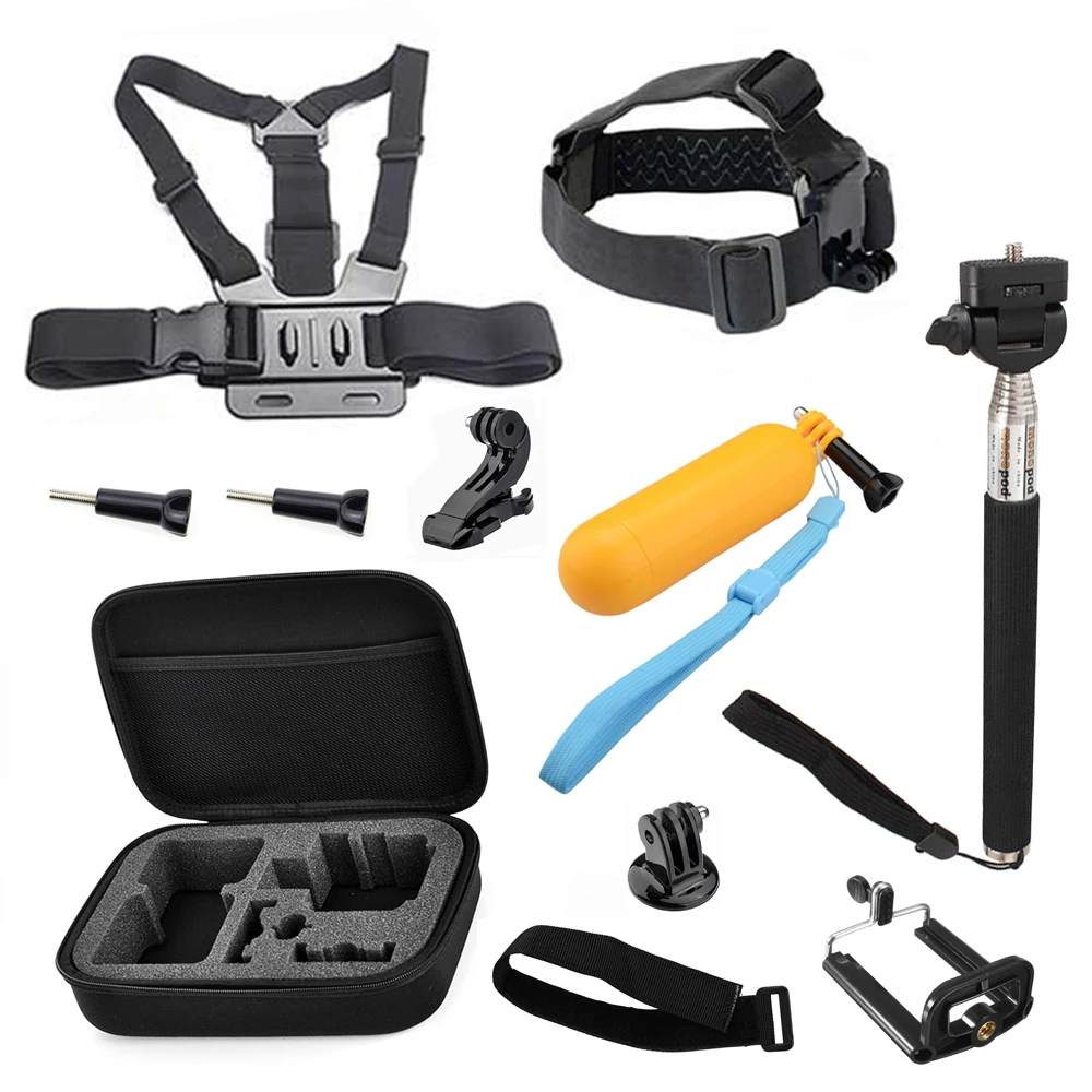 

Selfie stick monopod Action Camera Set 11 in 1 for GoPro Hero 9 8 7 6 5 4 Chest Head Strap Mount Kits for Yi 4K for Sjcam