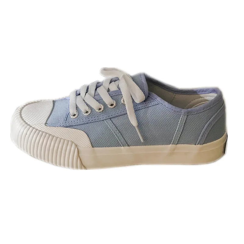 Brand 2021 New Women Canvas Shoes Low Cut Breathable Flats Shoes Woman Lace-Up Solid Fashion Sneakers High Quality Ladies Shoes
