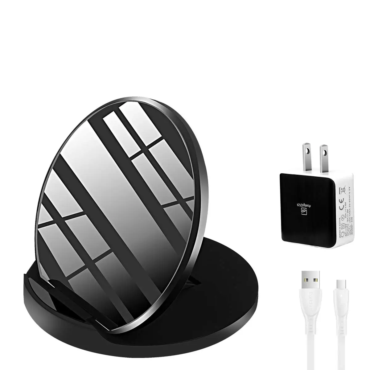 

Wireless Charger Foldable Mirror Charging Pad Stand Holder 7.5W Compatible iPhone 10W Compatible QI (QC3.0 Adapter)