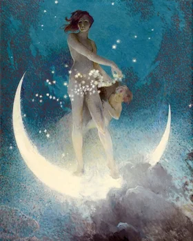 

Moon Figure Decoration Art Canvas Painting Calligraphy Wall Art Print Home Decor Canvas Wall Pictures for Living Room Church