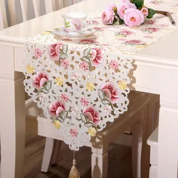 

Red Rose Table Runner For Wedding Christmas Decoration Modern Table Runner Embroidered Table Cloth For Home Wall Cabinet Decor