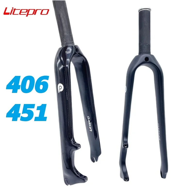 

Litepro Folding Bike Carbon Fiber Ultralight Front Fork 406 451 20-22 Inch Disc Brake Wheelset O.L.D 100mm 28.6mm Steerer Tube