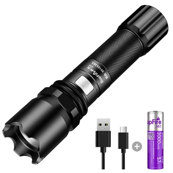 

Supfire LED Flashlight Waterproof Rechargeable 550Lumens 5 Modes Aluminum Alloy Torch Tactical Defense Lantern-Model A10