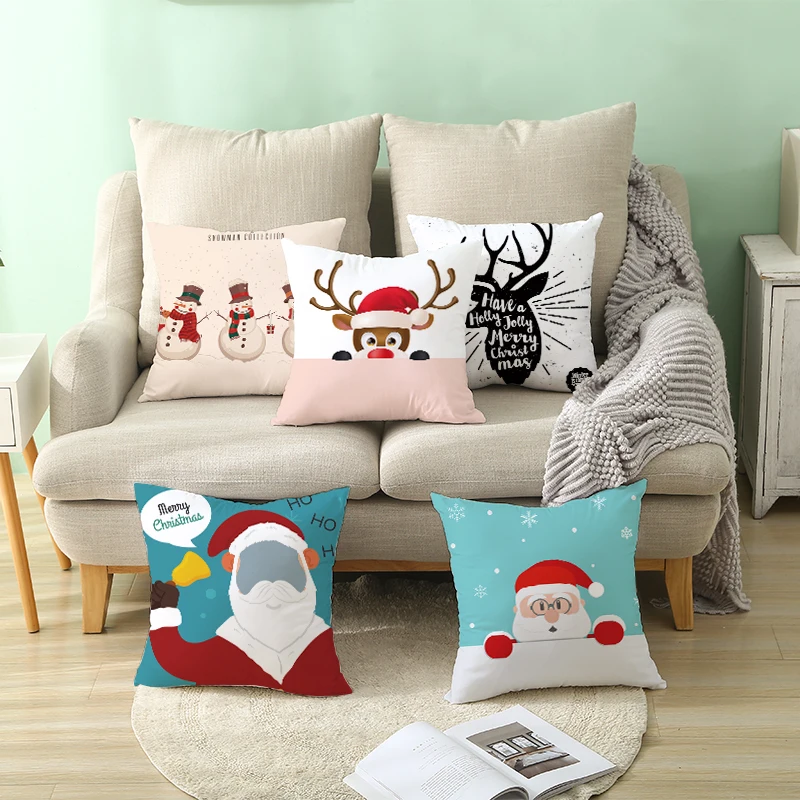 FRIGG Christmas Cushion Covers Christmas Pillowcase Merry Christmas Decor for Home Navidad Noel Happy New Year