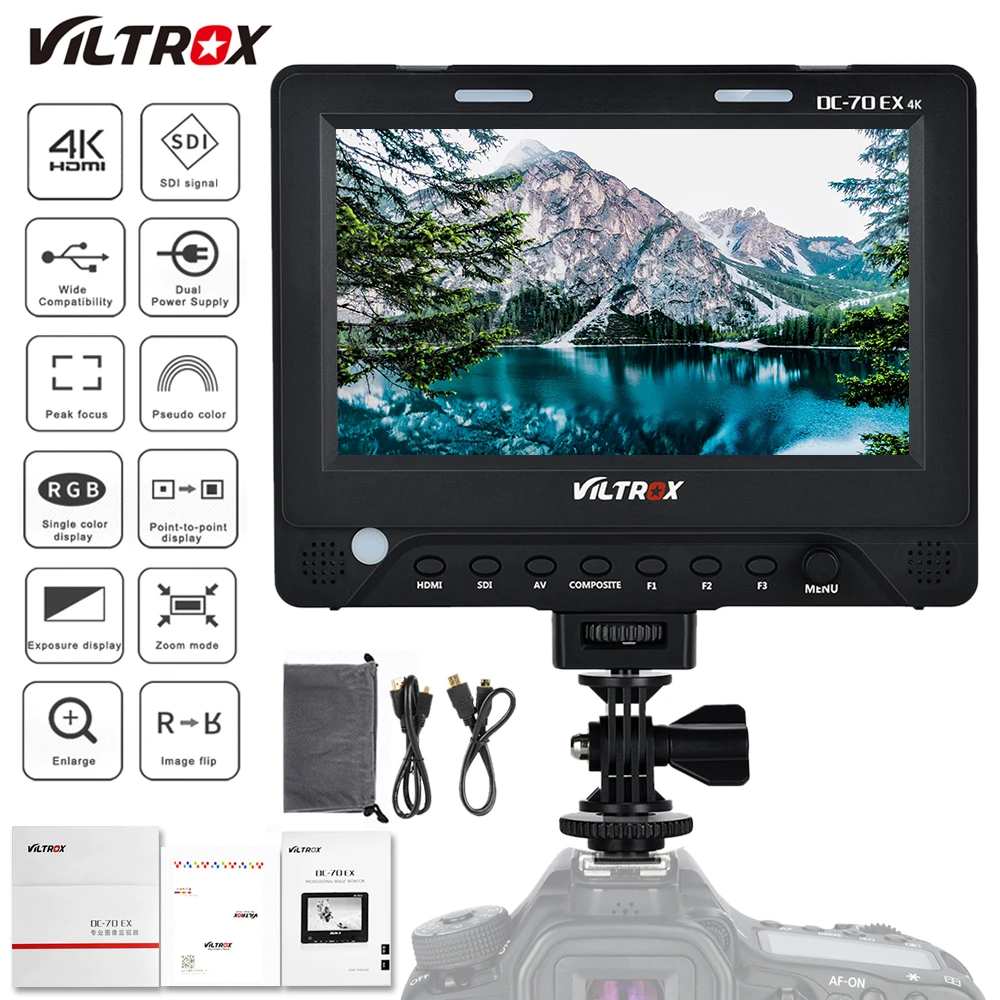 

Viltrox DC-70EX 7" 4K HDMI SDI AV TALLY Input Output Video HD LCD Camera Video Monitor Display Field for Canon Nikon Sony