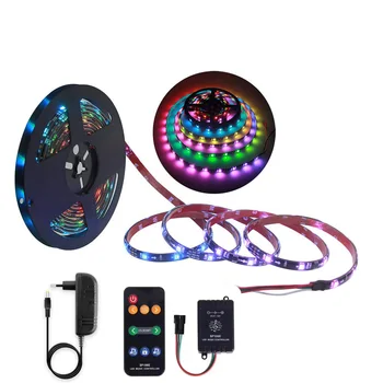 

1m 5m 10m 12V WS2811 LED Strip Kit sp106e Music Controller RGB individually addressable LED Light Pixel Strips Adapter power