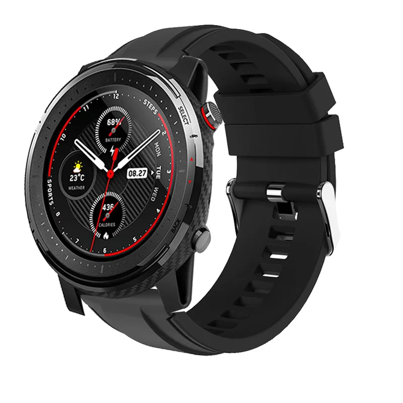 Спортивный силиконовый ремешок для часов xiaomi huami Amazfit stratos 3 ремешок 22 мм двойная цветная стальная пряжка для Amazfit pace/stratos 2 2s