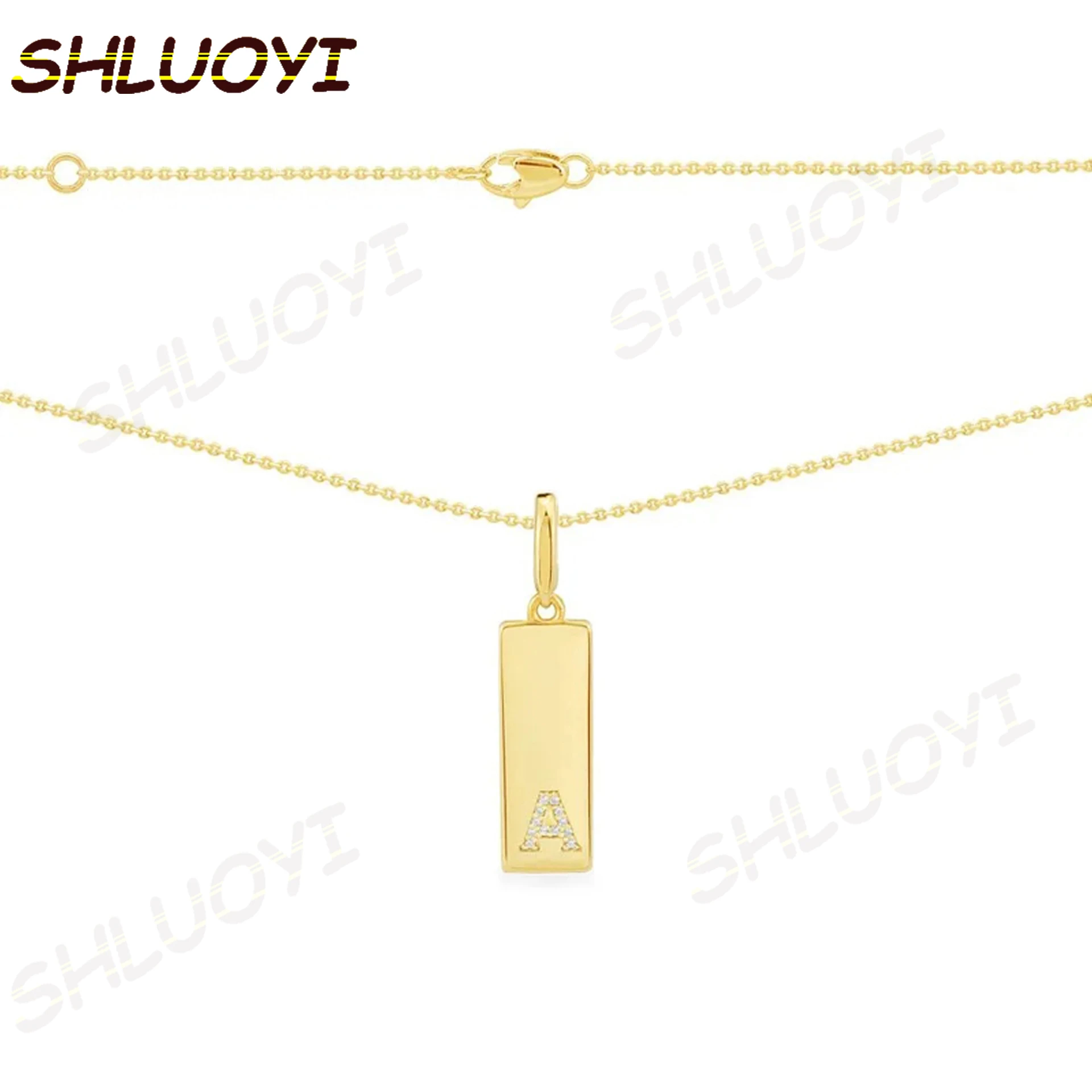 

High Quality S925 Sterling Silver Jewelry 1:1 Copy,Yellow Silver Alphabet A-Z Necklace For Women Party Jewelry Gift
