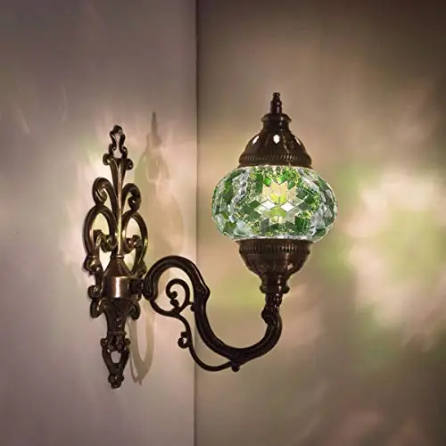 (31 Models) Handmade Wall Lamp Mosaic Shade, 2019 Stunning 16.5 Height-4.5 Globe, english Moroccan Glass Lantern Arabian Bed