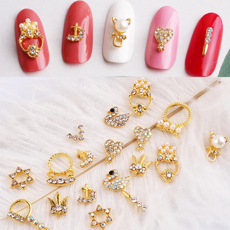 MOFONAILS украшение для ногтей из металлического сплава 100 шт./лот золотые гвоздики