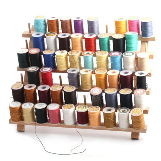 60-spool Thread Rack Sewing Embroidery Organizer Natural Wood For