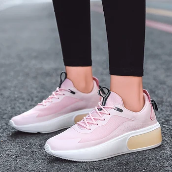 

New Arrivial Women Running Shoe 2019 Cushioning Pink Platform Sneaker Breathable Pu Wedges Women Shoe Light LadyTenis Big Size42