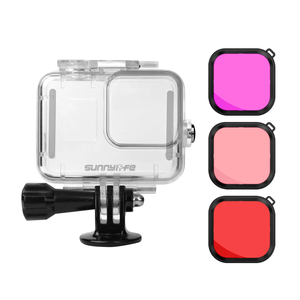 Корпус чехол для GoPro Hero 8 черный защитный чехол водонепроницаемый корпус для GoPro 8 Экшн-камера Дайвинг фильтр плавающая Палка Набор - Цвет: DivingShell Filter