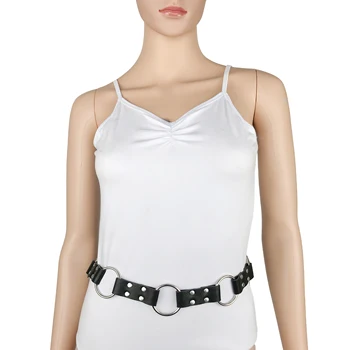 

2020 New Fashion Adjustable Waist Belt With Circle Luxury Faux Leather Women Gothic Belts For Women Luxury Designer Brand Female