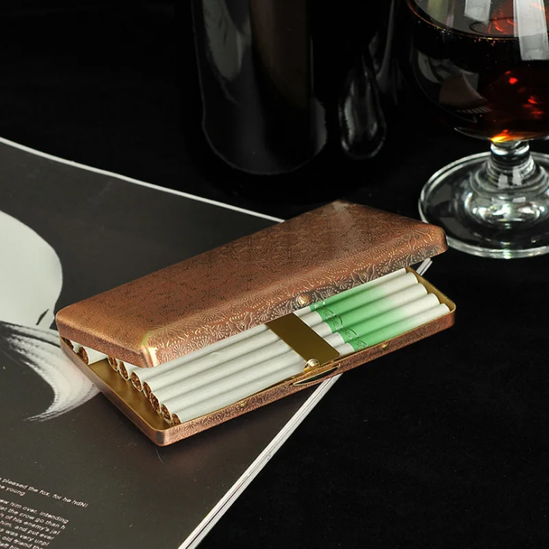 

Multipurpose Retro Copper Cigarette Case For Conventional Or Elongated Cigarette Metal Carved Cigarette Case Smoking Accessori