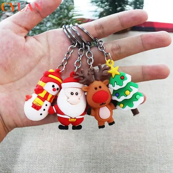 

Merry Christmas Key Ring Santa Claus Snowman Elk Keychain 2020 Christmas Ornament Hanging Kerst New Year Christmas Decorations