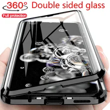 Metal Magnetic Double Sided Glass Case For Samsung Galaxy A51 A21s A50 A52 A12 A20s A70