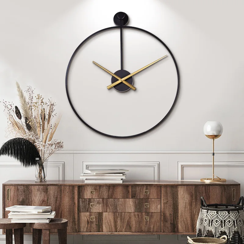 Simple Wrought Iron Wall Clock, Metal Clock, Sun Movement, Silent