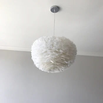 

Decorative modern white flower plume feather pendant light LED designer foyer living dinning hanging light feather pendant lamp
