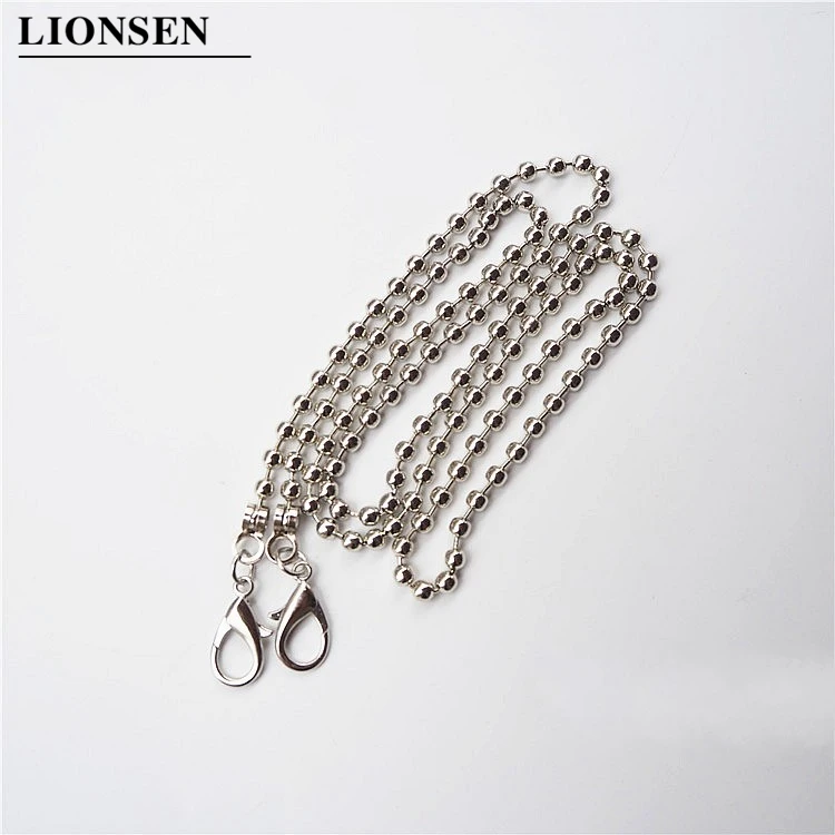 Серебристый Lionsen 120cm Ball Replacement Chain Strap Metal link Clasp Purse Chain Bag Handle Shoulder Cross Body Handbags Chain Strap - Цвет: Серебристый